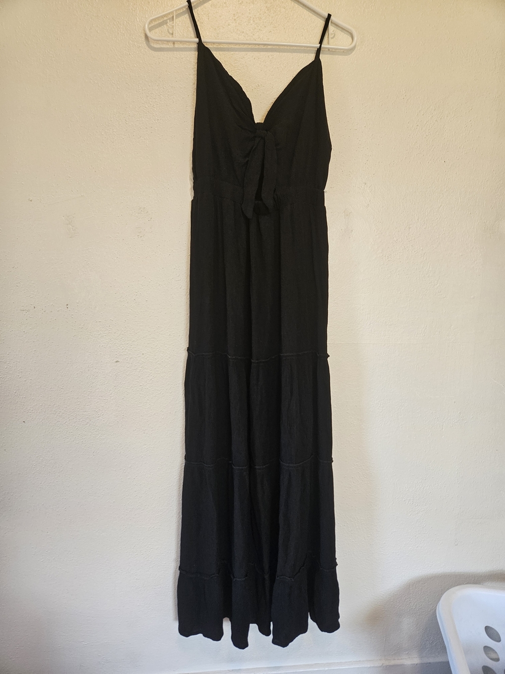 Justify Black Tie-Front Spaghetti Strap Maxi Dress